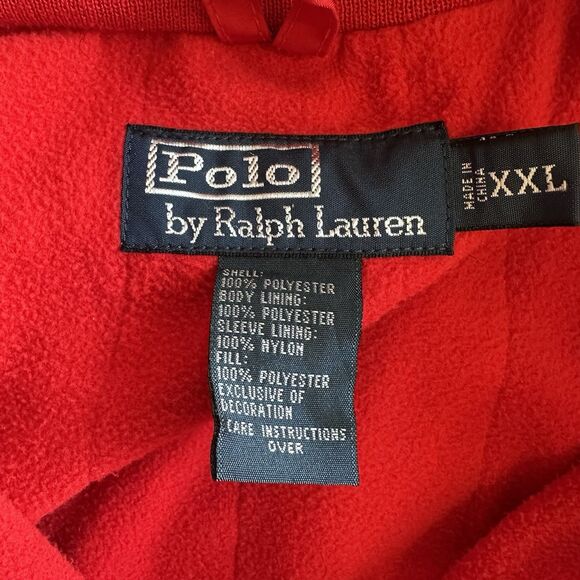Vtg Polo Ralph Lauren Full Zip Jacket Men XXL Red  Fleece Lined ZippedHood READ - Picture 11 of 16